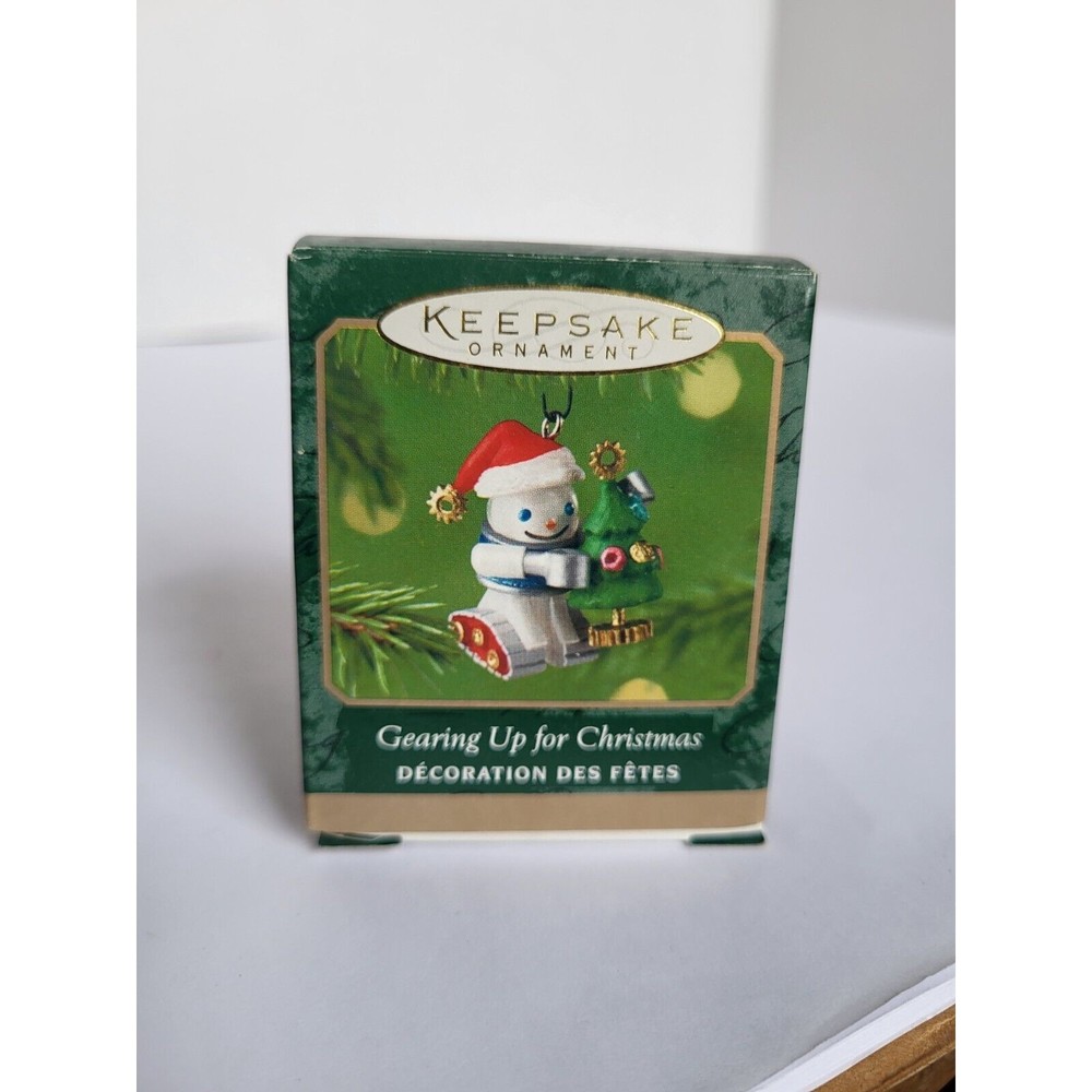 2001 Hallmark Miniature Ornament Gearing Up For Christmas Metal Elfbot Robot